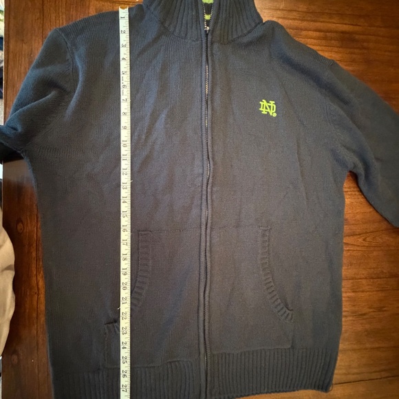 Notre Dame Blue Cardigan Full Zip Sweater, Embroidered, High Neck, Size 2XL - Picture 6 of 10